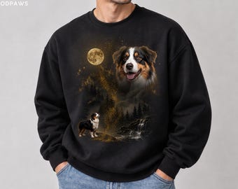 Custom Comfort Colors® Pet Photo Sweater Personalized Cat Dog Vintage Bootleg Moon Sweatshirt Gift