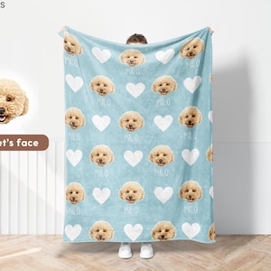 Individuelle Haustierdecke mit Haustierfoto + Name Personalisierte Hundedecke Gestalte Hundedecken Katzenbilddecke Haustier Fotodecke Hund Papa Geschenk