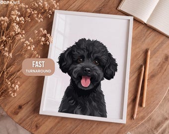 Custom Dog Portrait Digital Pet Art Personalized Memorial Drawing Poster Canvas Gift Print Decor