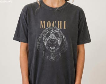 Personalized Pet Photo Sketch Shirt Custom Dog Portrait Tee Unique Cat Lover Birthday Gift