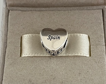 Pandora España Corazón Charm, Botón de Cuentas de Corazón de Viaje, Joyería de Plata Esterlina S925 para Pulsera para Collar Esmalte Mixto con Caja de Regalo