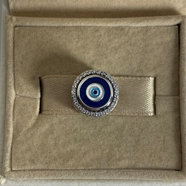 Pandora Evil Eye Double Sided Bead Charm Button Eye of Protection S925 Sterling Silver Jewelry for Bracelet Mixed Enamel, with Gift Box