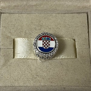 Charm exclusivo de la bandera de Croacia para Pandora, joyería de viaje en plata S925 para pulsera y collar, esmalte mixto con caja de regalo.