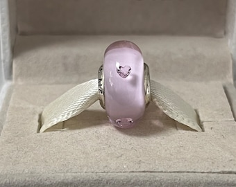 Pandora Murano Glass Bead Charm Pink Heart Glass S925 Silver Jewelry for Bracelet Mixed Enamel, with Gift Box