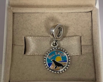Pandora San Diego Seal Exclusive charm Dangle Pendant，S925 Sterling Silver jewelry, Bracelet Dangle charm, for Necklace, Mixed Enamel