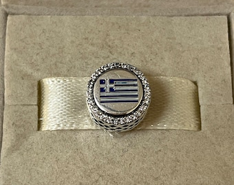 Pandora Greece Flag Charm Pendant Bead Exclusive Charm S925 Silver Travel Jewelry for Bracelet for Necklace Mixed Enamel with Gift Box