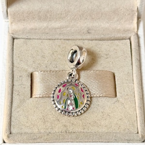 Colgante exclusivo de Pandora con forma de muñeca mexicana Virgen de GUADALUPE, joyería de plata S925 para pulsera, esmalte mixto, con caja de regalo