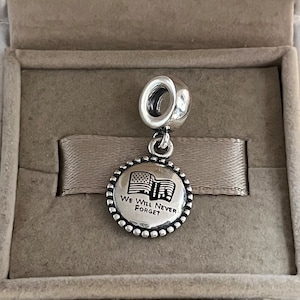 Pandora We Will Never Forget 9/11 Memorial Dangle Charm Pendant S925 Sterling Silver Jewelry for Bracelet for Necklace Mixed Enamel