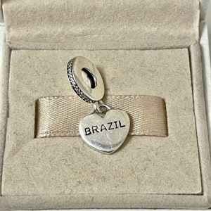 Pandora Brazil Flag Exclusive Heart Dangle Charm Pendant S925 Silver Jewelry for Bracelet for Necklace Mixed Enamel with Gift Box image 3