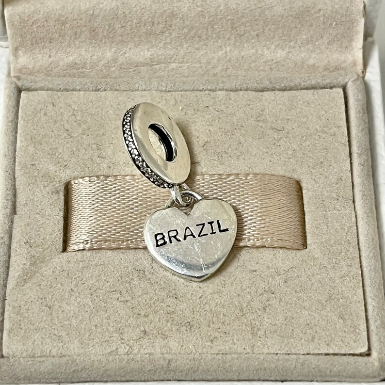 Pandora Brazil Flag Exclusive Heart Dangle Charm Pendant S925 Silver Jewelry for Bracelet for Necklace Mixed Enamel with Gift Box image 3