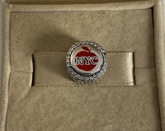 Pandora NYC Exclusive Bead Charm apple New York City Travel S925 Sterling Silver Jewelry for Bracelet Mixed Enamel, with Gift Box