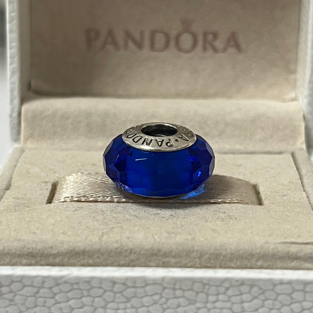Pandora Faceted Royal Blue Murano Glass Bead Charm Fascinating S925 ...