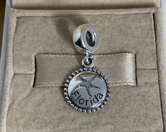 Pandora Florida starfish exclusive Dangle Charm Pendant, Travel, S925 Sterling Silver Jewelry，for Bracelet，for Necklace，enamel crafts
