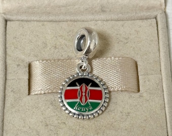 Pandora Kenya Flag Dangle Charm Pendant S925 Silver Jewelry for Bracelet for Necklace Mixed Enamel with Gift Box
