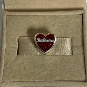 Pandora Indiana Exclusive Heart Bead Charm Red White S925 Sterling Silver Jewelry fit for Pandora Bracelet Mixed Enamel, with Gift Box