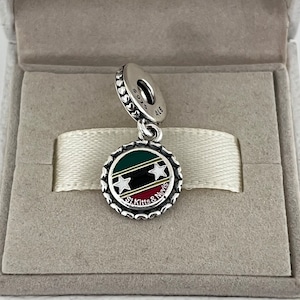 Pandora St. Kitts and Nevis Flag Dangle Charm Travel S925 Sterling Silver Jewelry for Bracelet for Necklace Mixed Enamel with Gift Box