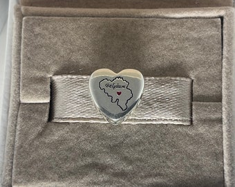 Pandora Belgium Map Heart Bead Charm Pendant S925 Sterling Silver Jewelry for Bracelet for Necklace Mixed Enamel, with Gift Box gift for her