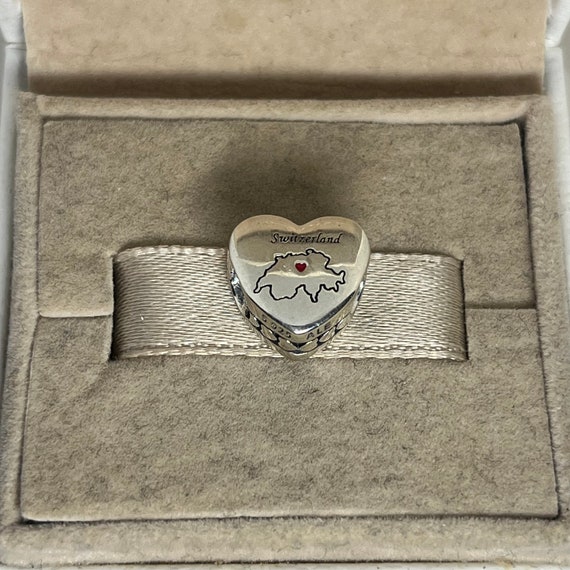 Pandora Switzerland Map Heart Bead Charm Swiss S925 Sterling