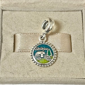 Pandora Michigan exclusif pendentif à breloques de voyage en argent S925 bijoux pour bracelet pour collier émail mélangé avec boîte-cadeau