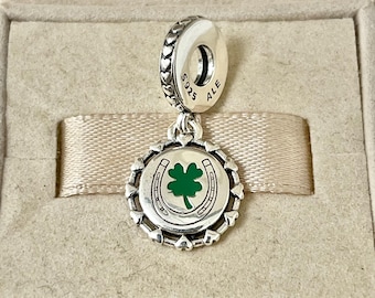 Pandora Horseshoe and Lucky Four Leaf Clover Dangle Charm