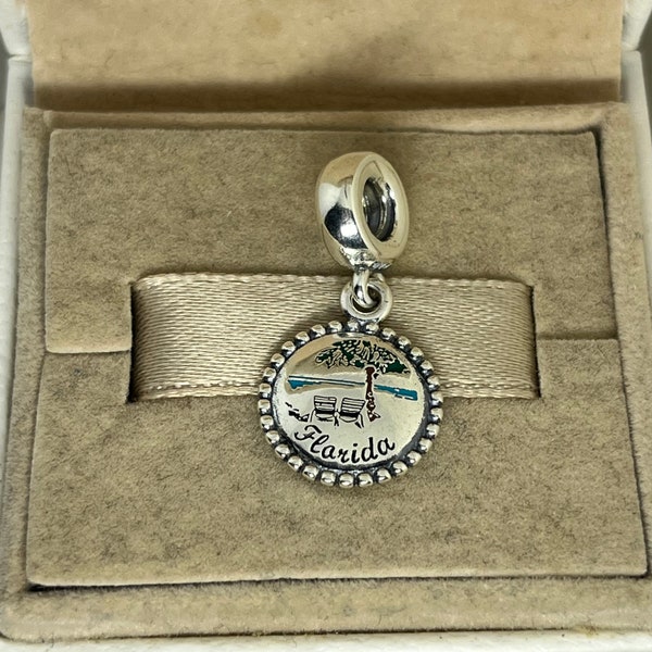 Pandora Florida Dangle Charm Beach Travel Vacation Pendant S925 Sterling Silver Jewelry for Bracelet for Necklace Mixed Enamel with Gift Box