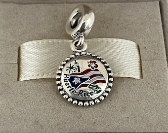 Pandora Special Puerto Rico Country Exclusive Dangle Charm Pendant S925 Silver Jewelry for Bracelet for Necklace Mixed Enamel with Gift Box