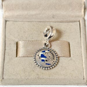 Pandora Griechenland Karte Flagge Exclusive Dangle Charm Anhänger Reise S925 Silber Schmuck für Armband Emaille gemischt mit Geschenkbox