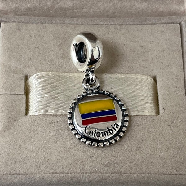 Pandora Colombia Flag Dangle Charm Pendant Travel S925 Sterling Silver Jewelry for Bracelet Mixed Enamel, with Gift Box