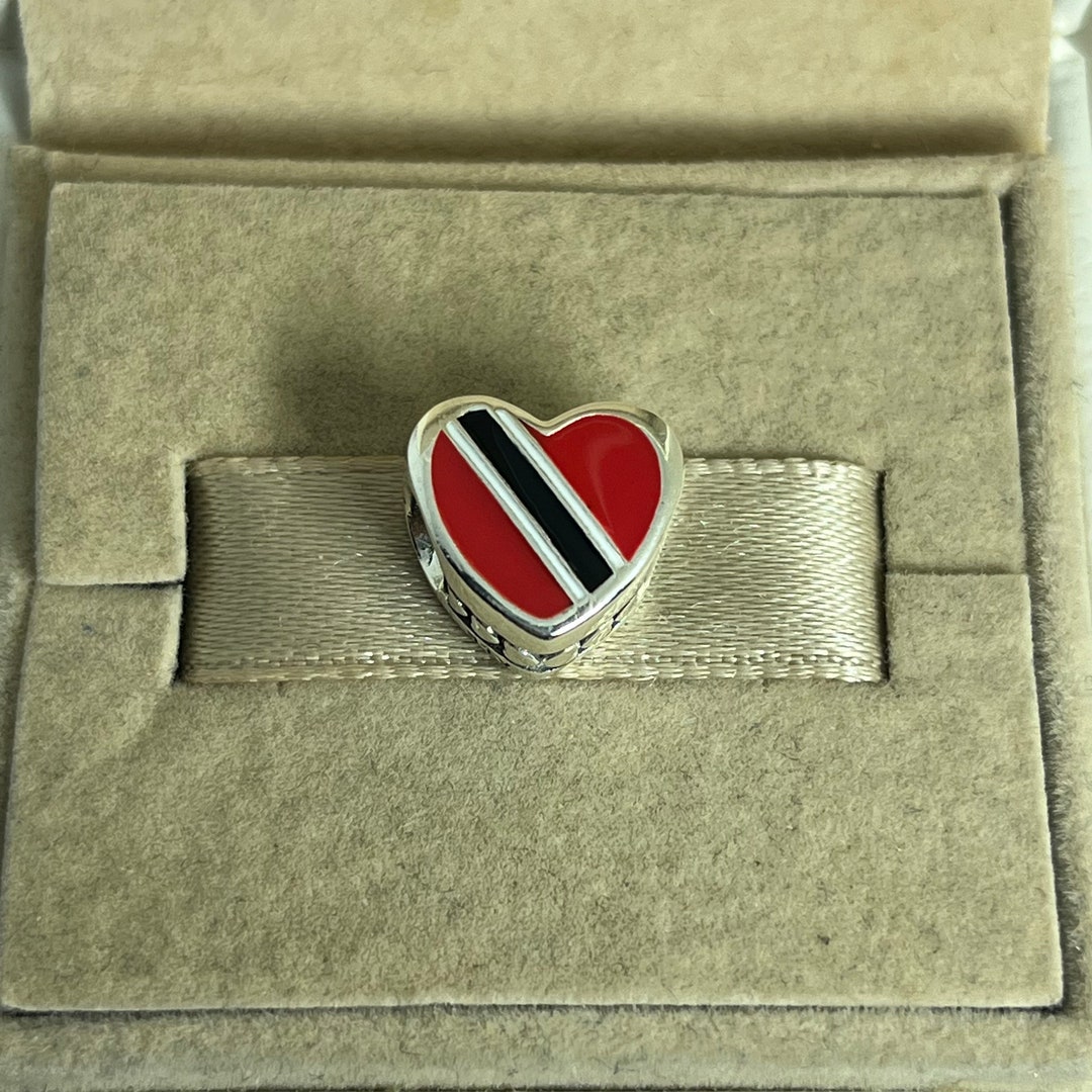 Pandora Trinidad and Tobago Flag Exclusive Heart Bead Charm S925