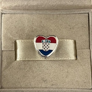 Pandora Croatia Croatian Flag Charm Heart Bead S925 Sterling Silver Jewelry for Bracelet Mixed Enamel with Gift Box