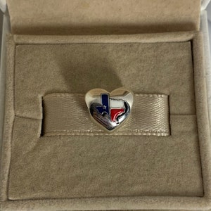 Pandora Texas carte drapeau charme coeur perle exclusif S925 bijoux en argent sterling pour bracelet Pandora émail mélangé, avec boîte-cadeau