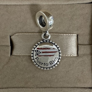 Puerto Rico flag Dangle charm, bracelet Dangle, S925 Sterling Silver jewelry, Bracelet charm, Dangle, pendant Necklace pendant