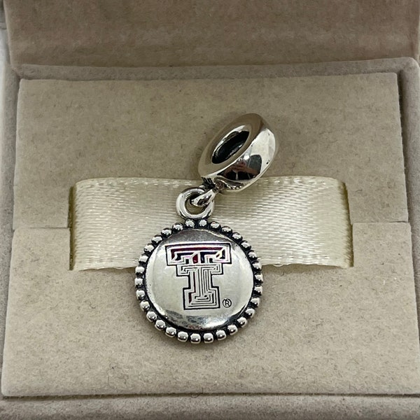 Pandora NCAA Texas Tech University Dangle Charm Pendant S925 Sterling Silver Jewelry for Bracelet for Necklace Mixed Enamel with Gift Box