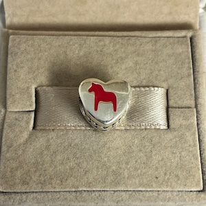 Pandora Sweden and schwedisches Dalapferd Dala Horse Heart Bead Charm S925  Jewelry for Bracelet for Necklace Mixed Enamel with Gift Box