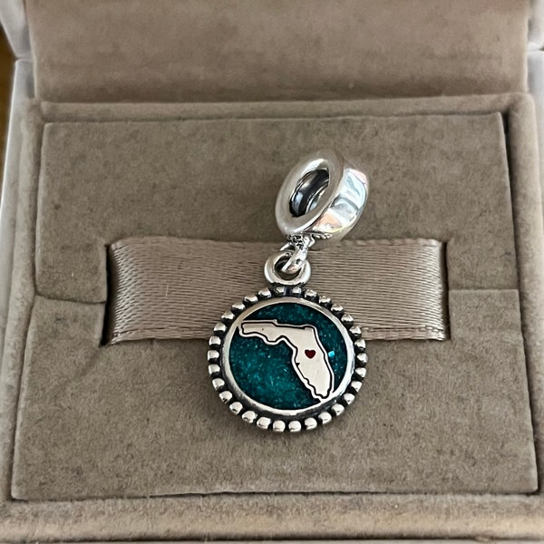 Pandora Florida Map LOVE FL Dangle Charm Pendant S925 Sterling Silver Travel Jewelry for Bracelet for Necklace Mixed Enamel with Gift Box