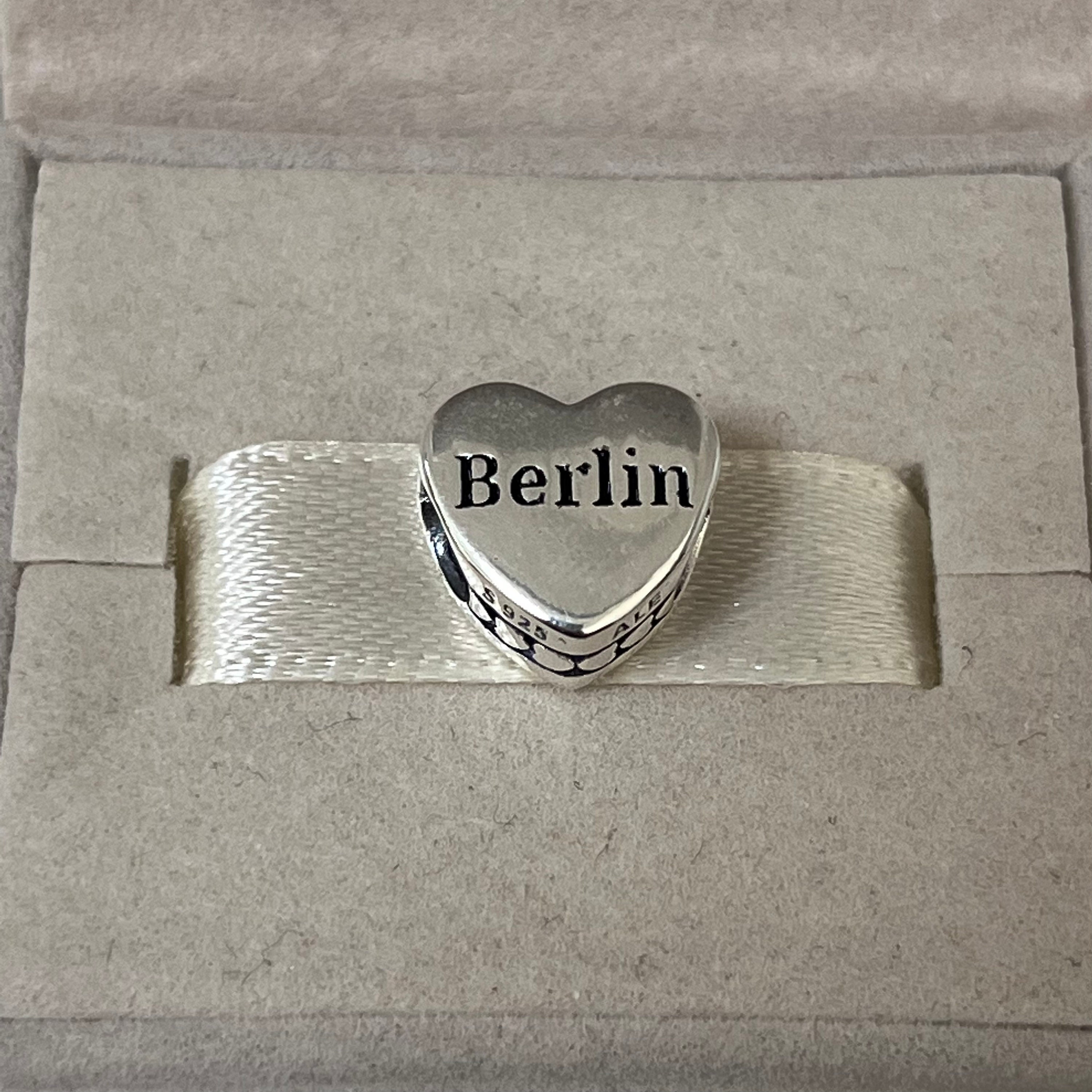 Pandora Berlin Heart Bead Charm Germany Travel S925 Silver Jewelry 