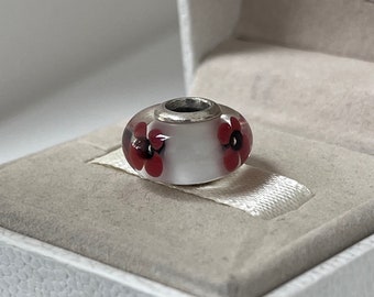 Pandora Murano Glass Bead Charm Red Poppy Flower S925 Silver Jewelry for  Bracelet Mixed Enamel, with Gift Box