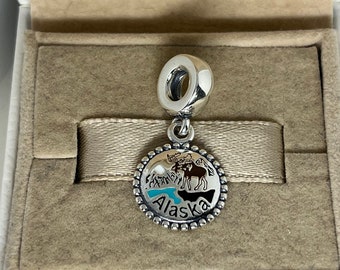 Pandora Alaska Exclusive Moose Travel Dangle Charm Pendant S925 Sterling Silver Jewelry for Bracelet for Necklace Mixed Enamel with Gift Box