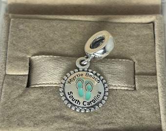 Pandora Myrtle Beach Dangle Charm South Carolina Travel Pendant S925 Silver Jewelry for Bracelet for Necklace Mixed Enamel with Gift Box