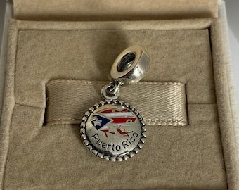 Pandora Puerto Rico Exclusive Dangle Charm Pendant Travel S925 Sterling Silver Jewelry for Bracelet for Necklace Mixed Enamel, with Gift Box