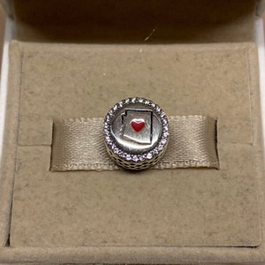 Pandora Arizona Karte Charme Bead ， Herz ， S925 Sterling Silber Schmuck ， Kreis Bead Charm für Armband ， Emaille Kunsthandwerk