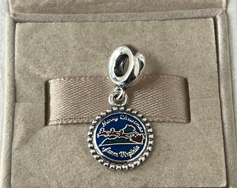 Pandora Merry Christmas from Virginia Exclusive Travel Dangle Charm, S925 Silver for Bracelet/ Necklace, Mixed Enamel, with Gift Box