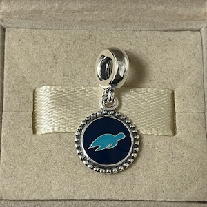 Pandora Blue Sea Turtles Dangle Charm, S925 Sterling Silver Jewelry, for Bracelet, for Necklace, Mixed Enamel, with Gift Box