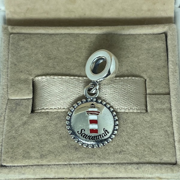 Pandora Savannah Lighthouse Colgante exclusivo con dije colgante de plata de ley S925 para pulsera y collar Esmalte mixto con caja de regalo