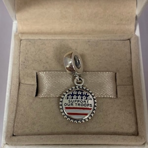 Pandora support our troops charm，U.S exclusive Charm Pendant, S925 sterling silver jewelry, Bracelet charms, Dangle, Enamel process