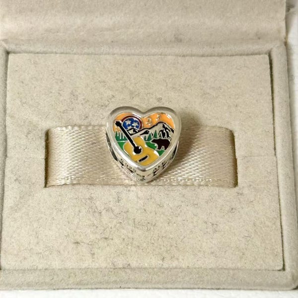 Pandora Tennessee Country Charm Heart Bead Charm S925 Silver Jewelry for Bracelet, for Necklace Mixed Enamel with Gift Box