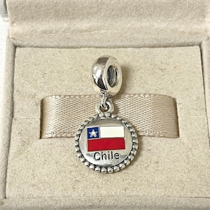 Pandora Chile Flag Dangle Charm Travel Pendant S925 Silver Jewelry for Bracelet for Necklace Mixed Enamel with Gift Box