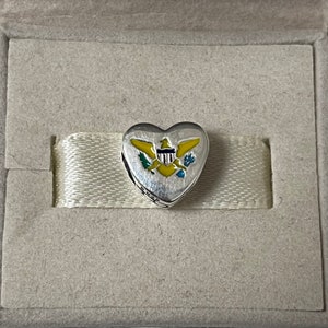 Pandora Virgin Islands Flag I Love Virgin Islands Heart Bead Charm S925 Jewelry for Bracelet for Necklace Mixed Enamel with Gift Box