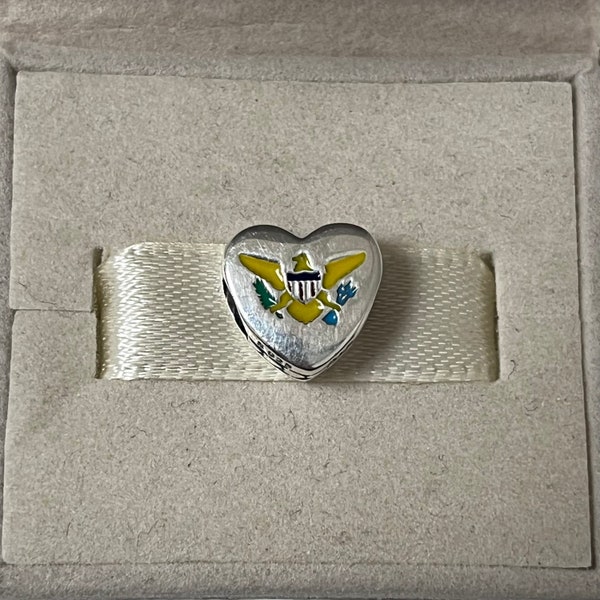 Pandora Virgin Islands Flag I Love Virgin Islands Heart Bead Charm S925 Jewelry for Bracelet for Necklace Mixed Enamel with Gift Box