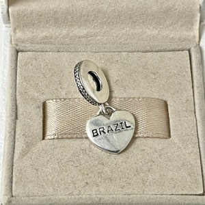 Pandora Brazil Flag Exclusive Heart Dangle Charm Pendant S925 Silver Jewelry for Bracelet for Necklace Mixed Enamel with Gift Box image 4